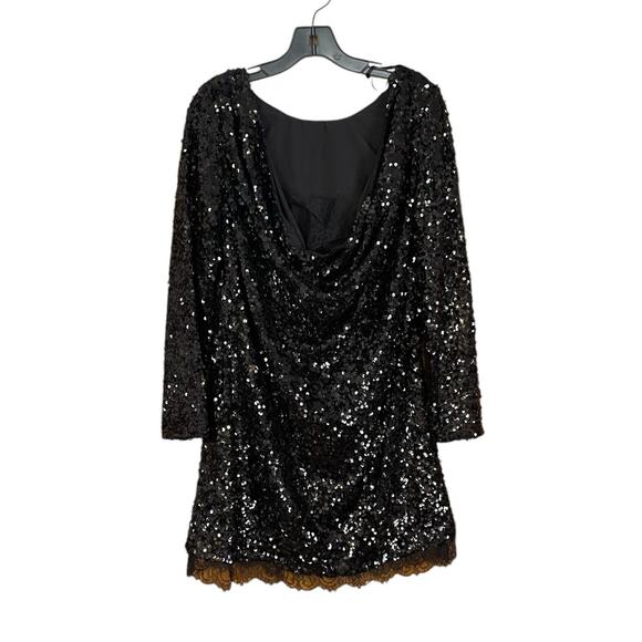 Sachin + Babi Womens Black Cameron Sequin Low Drape Back Mini Dress Size 10 NEW - Picture 9 of 10